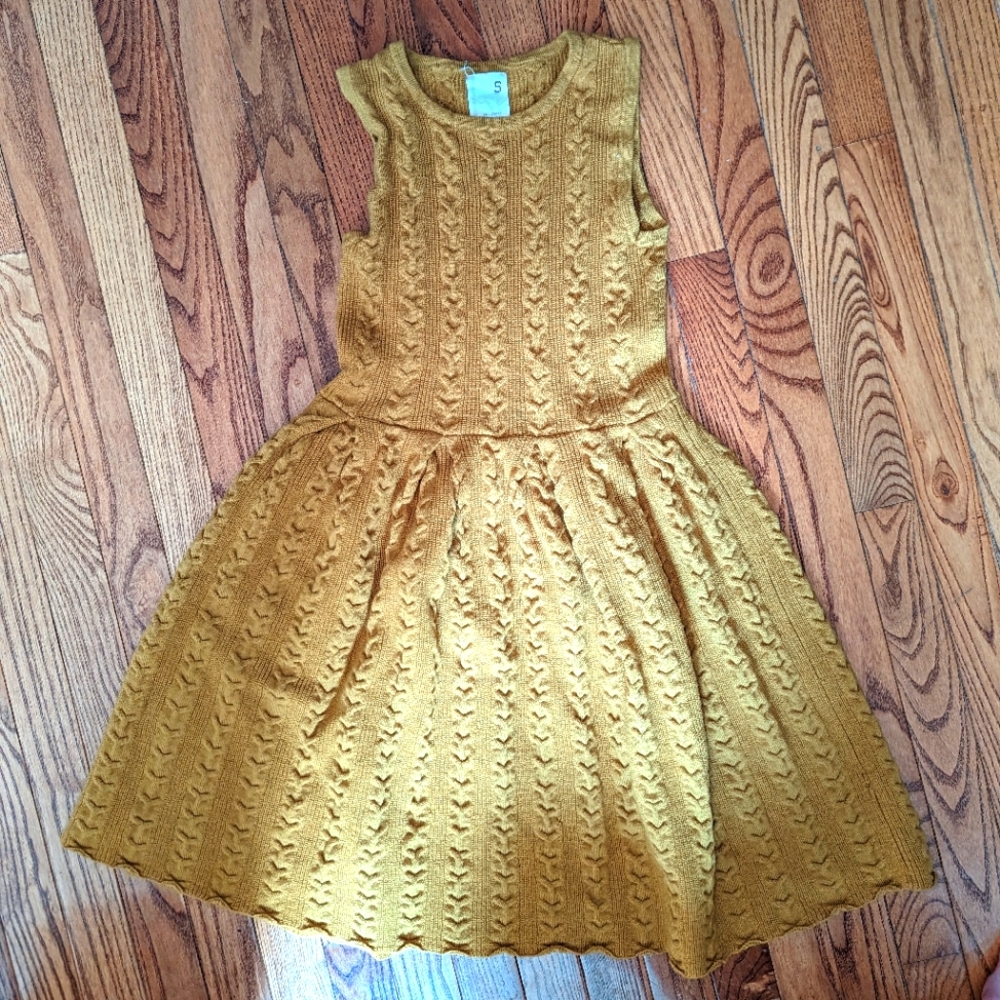 Anthropologie Far Away From‎ Close Wool Sweater Dress Mustard